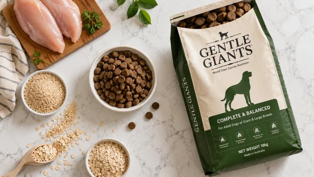 open bag of premium dry dog kibble with visible large kibble pieces - Real Dogs Real People